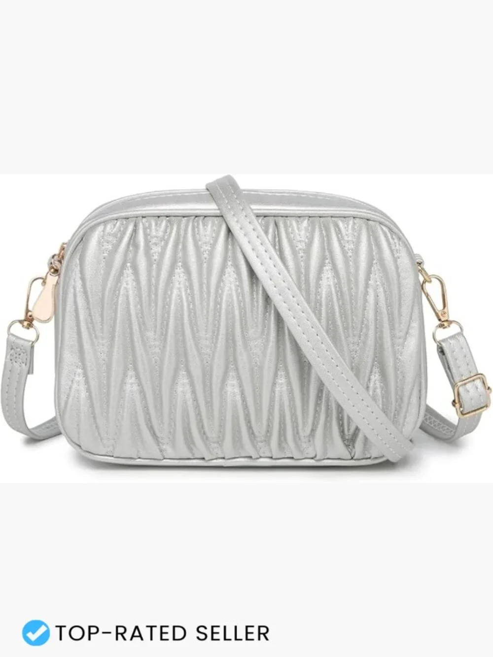 Quilted Faux Leather Crossbody Bag Lightweight Shoulder Purse with Zip Pockets